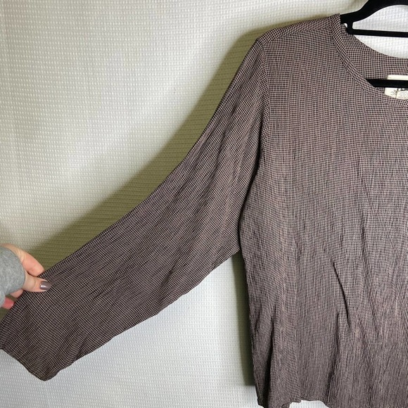 Flax | Brown Plaid Long Sleeve Top Small - Picture 5 of 8